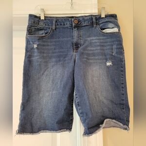 1822 Denim Bermuda Distressed Shorts - Size 16